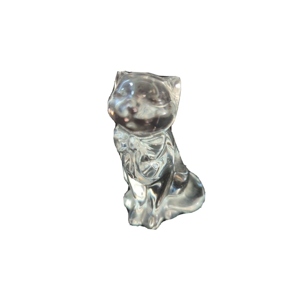 LENOX CRYSTAL CAT "Daydreams" Clear Figurine Made in Germany 3.5" Tall with BOW